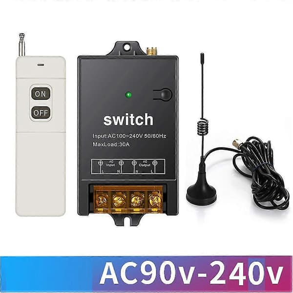Wireless Remote Control Switch, 3000M Long Distance, AC 100-240V / 40A Relay Wireless RF Switch Compatible with Water Pump Lighting [DB] BlackWhite