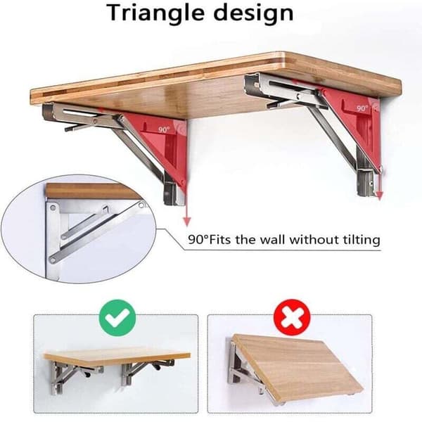 2-pack Heavy Duty Folding Shelf Brackets Stainless Steel 12 Inch 300 mm Wall Mounted Max Load 60 kg 132 lb for Garage Workshop