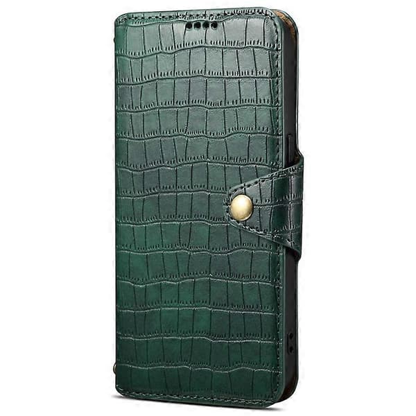 Compatible with iPhone X / XS Wallet Case Anti-Scratch PU Leather Case Stand Crocodile Texture Cover [DB] Green
