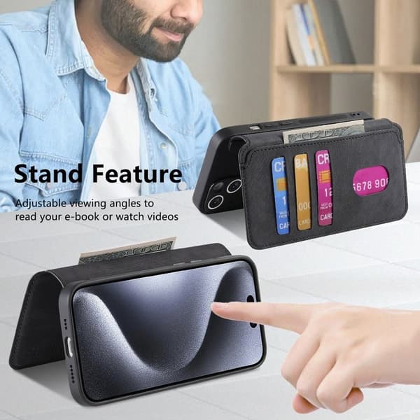 CASENEO MW-03 iPhone 14 Pro Pung Etui Kunstlæder - Sort