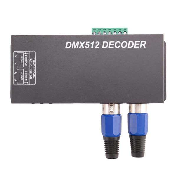 4X Dmx 512 Digital Display-dekoder, Dimmer-drivrutin Dmx512-kontroller för LED Rgbw-tejp/slinga Rj45-anslutning Black