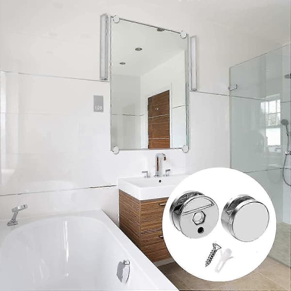 8 stk Speil Klipssett Speilholder Klipser Sinklegering Speilholdere for Vegger Fastmontering for 3-5 mm