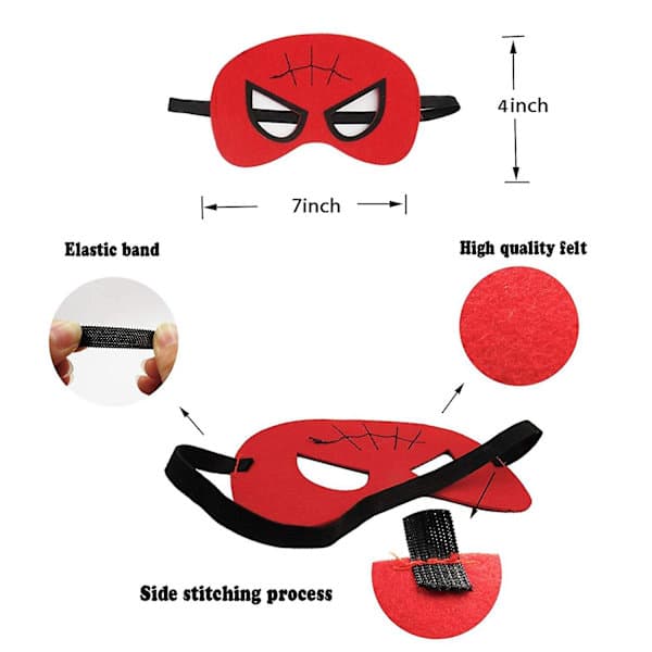 [13] Superheltmasker Fest - 32-pakning Filt- og Elastiske Masker for Barn