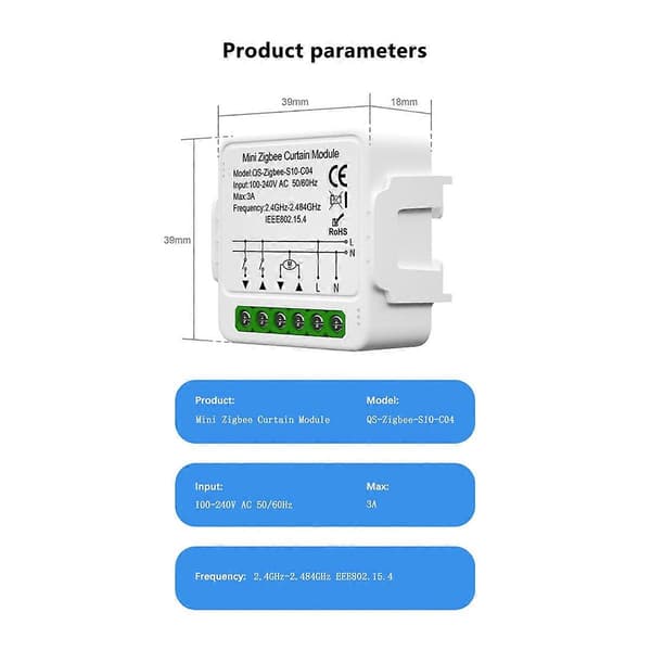 Tuya WiFi Gardinmodul Smart Mini Gardinafbrydermodul Smart Hjem Understøtter Stemmestyring