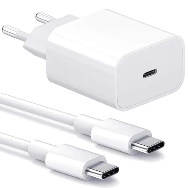 Kraftig hurtiglader Samsung 20W USB-C + USB-C-kabel 3A - 2m