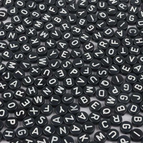 300 stk Bokstavsperler, Bokstaver - 4x7mm -