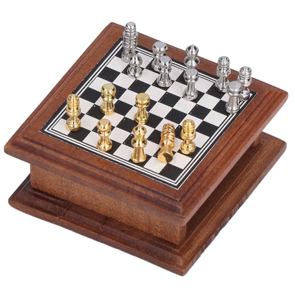 [13] Miniature Chess Set 1:12 Dollhouse Exquisite Mini Chess Set Home Decor Gift
