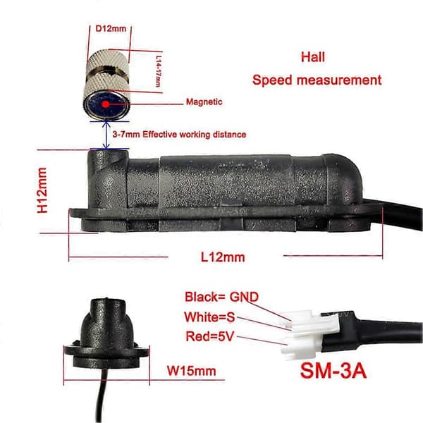 [13]Elektrisk sykkel KT ekstern hastighetssensor KT-BS-1 hastighetssensor, 3 kjerner