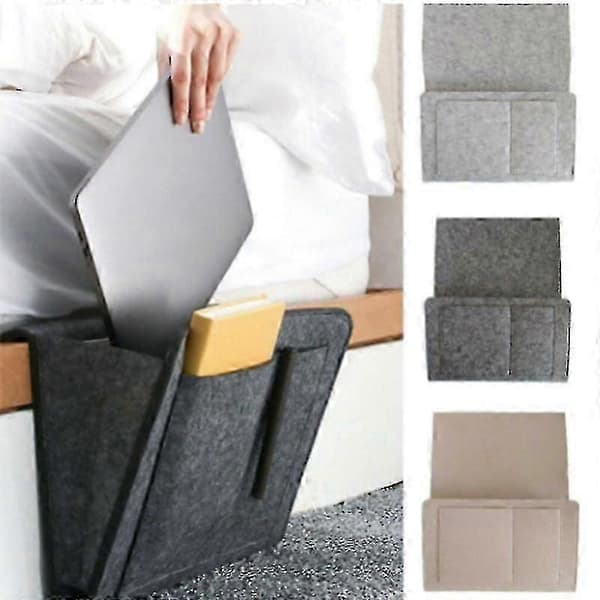 Nattbordsoppbevaringsveske med sofafjernkontrolltelefonholder for soverom Dark Grey