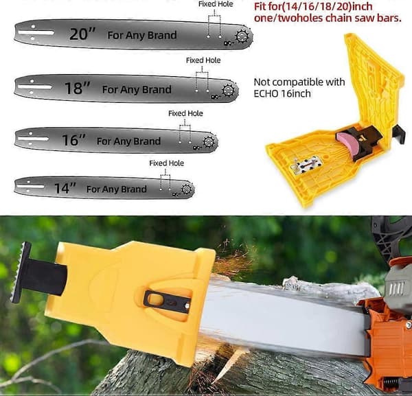 [13] Chainsaw Sharpener with 3 Sharpening Stones, Chainsaw Sharpener for 14-20 Inch Swords and 2-Hole Chainsaw Swords (Yellow)