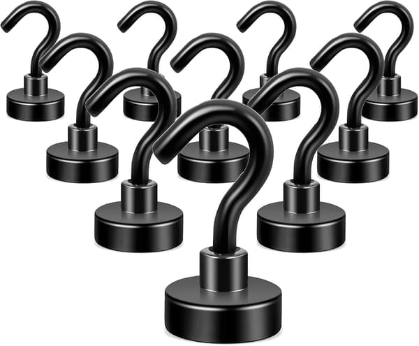 Magnetic hooks for hanging, magnetic hanger for curtain, grill, towel, ceiling, 10-pack