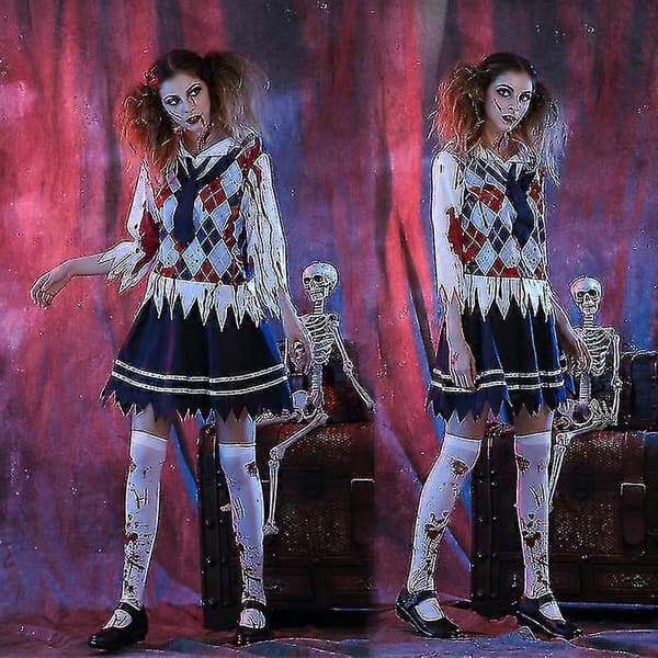 Zombie Halloween-kostym, Halloween blodig sjuksköterskeklänning M