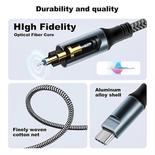 3m JUNSUNMAY USB Type-C hane till Toslink optisk ljud SPDIF-kabel hane Not Specified