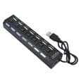 USB-keskitin - UNIVERCEL - 7 porttia - Plug & Play - Nopeus 480 Mbps - Musta