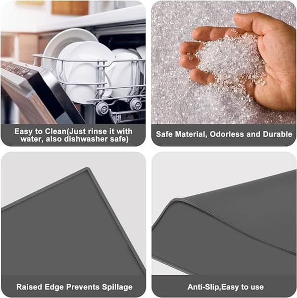 Silicone mat under coffee machine - 48x30cm - non-slip mat for coffee machine - barista accessories - grey