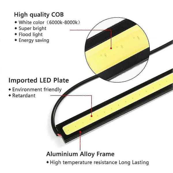 20x 12V vanntette DRL LED-lysstriper for camping, campingvogn, båt og bil, COB-hvit