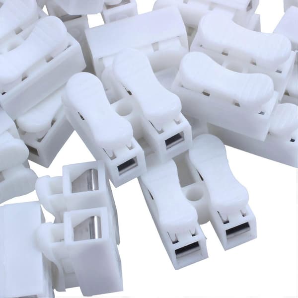 100 stk. CH2 fjeder-hurtigklemme til ledningsforbindelse til LED-lysstriber White