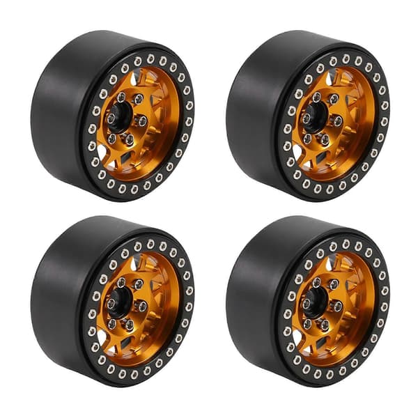 4 stk. RC Crawler Bil Aluminiumlegering 1,9 tommer Beadlock Fælg til 1/10 RC Crawler Bil Black gold