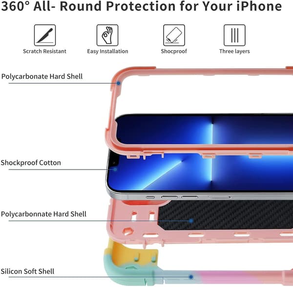 Kompatibelt mobilskal för Iphone 13 Pro Max 6,7 tum med ringhållare, kraftigt