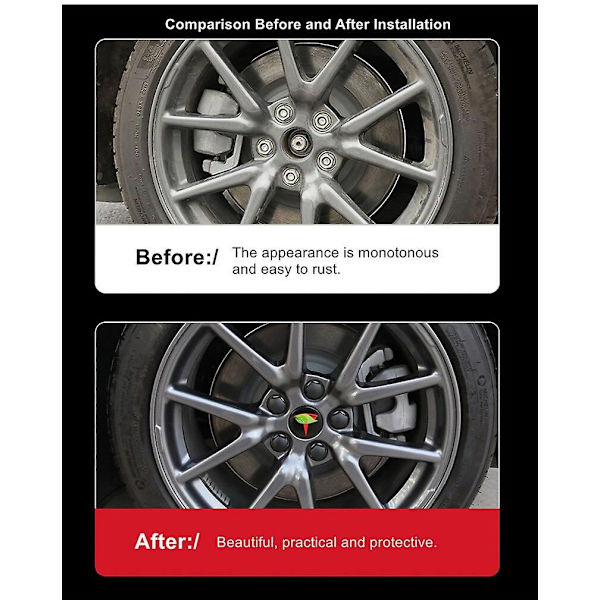 Tesla Model 3 YSX Hjulkapsler Sett Midtkopp Navmutterdeksel Svart Rød Hvit Grå Med 4 Midtkopper 20 Mutterdeksler Grey Silver Bright