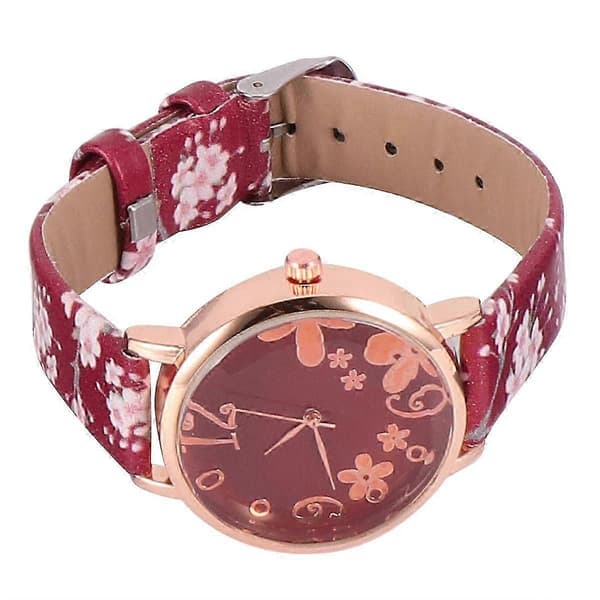 Liten klocka elegant plommonblommönster armbandsur dam nyårstidtagning 1-pack