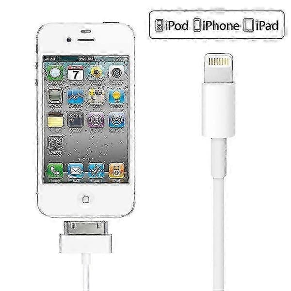 Hvid 8-pin til 30-pin han til hun adapterkabel, 15 cm længde