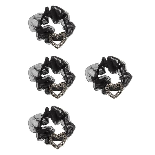 Hårelastikker Scrunchy til piger 4 stk. sorte elastiske hestehaleholdere