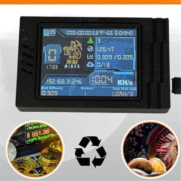 NerdMiner V2 MAX Solo Miner 1050KH/S BTC Krypto 2,8 tommer Smart Display Miner Nerdminer Vind 3.125 BTC