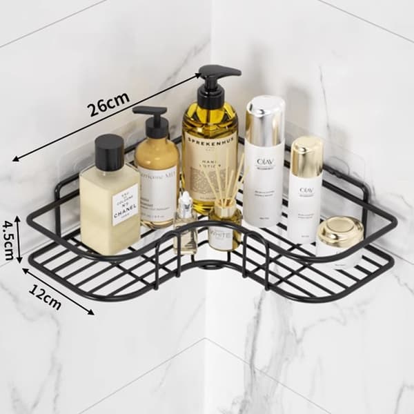 [13]2-Pack Shower Caddies - Self-Adhesive Stainless Steel Bathroom Storage, No Drilling, Space-Saving, Black