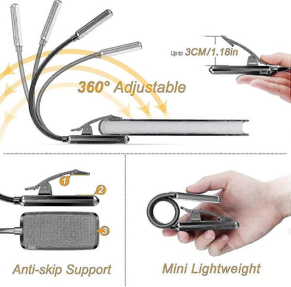 Rechargeable 9 LED Reading Light with Warm and Cool White Light Options
