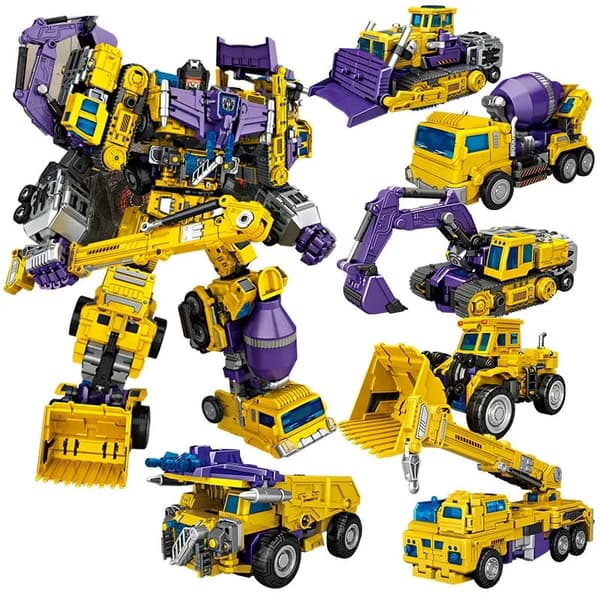 6-i-1 NBK Devastator Lekerobotbil Actionfigur - Transformerende gravemaskin og miksermodell for barn NBK Green NO BOX