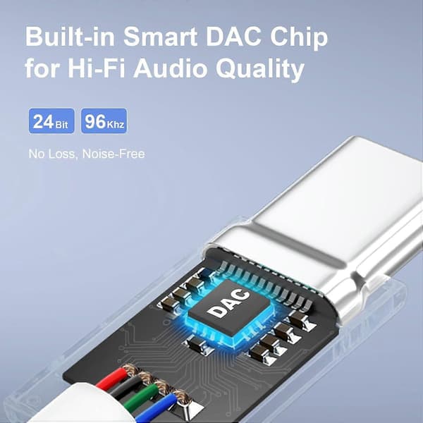 5-pak USB-C til 3,5 mm hovedtelefonstikadapter, 24bit HiFi DAC, USB C til Aux Audio Dongle Kabel til iPhone 17/16/15 Pro, 17/16/15 Pro Max, iPad Pro, Ma