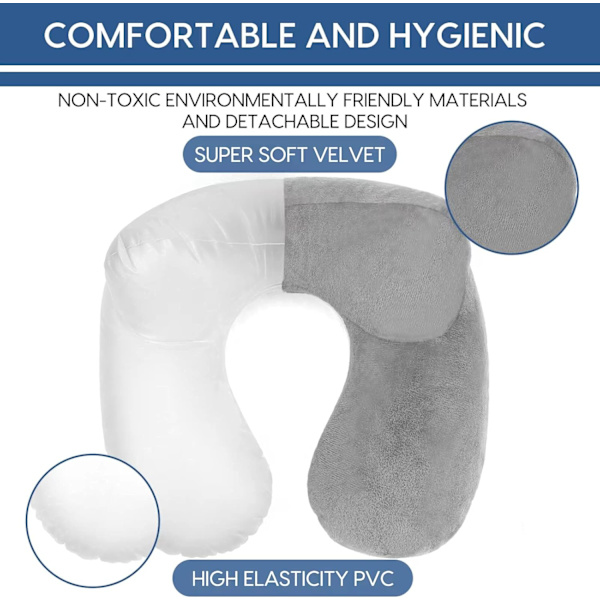Dark Blue - Inflatable Travel Pillow Flight Pillow Compact Trav