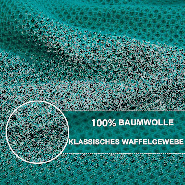 6-pack 100% Cotton Terry Kitchen Towels with Hook, Teal Blue-green 34*73cm