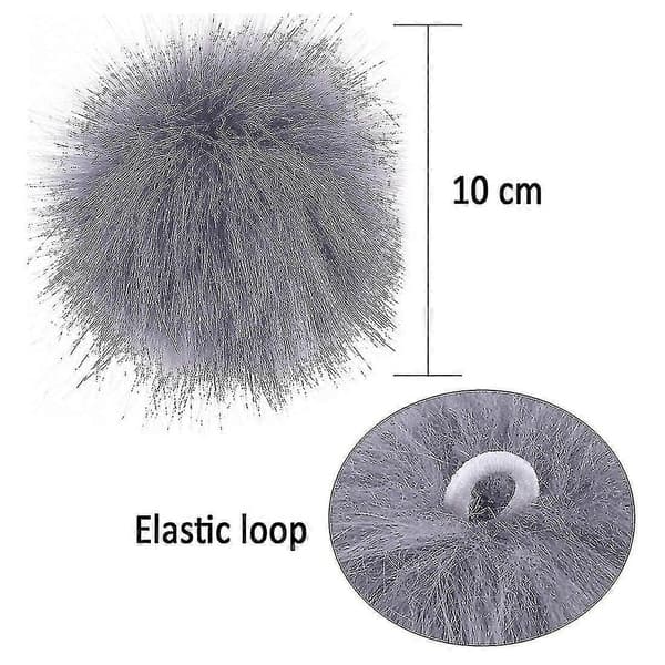 20 stycken DIY fuskpäls fluffig pompom med elastisk ögla för hattar nyckelringar halsdukar handskar väskor