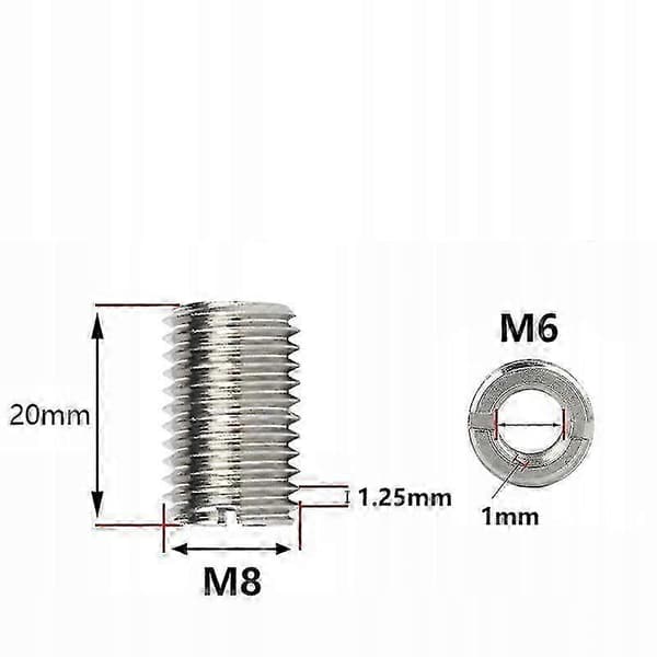 10 stk M8/M6 gjengede foringer 20 mm reparasjonssett i rustfritt stål