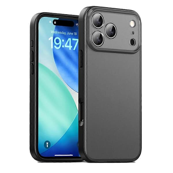 TKdaddy IPAKY For iPhone 17 Pro Max Deksel Støtsikkert PC+TPU Matt Telefondeksel Svart