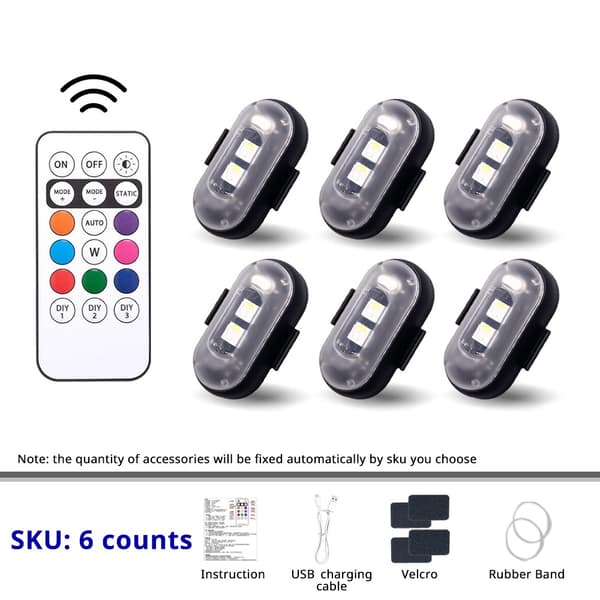RGB Skateboard Scooter Underglow Light Kit Wireless Remote Control LED 8 Colors Rechargeable Strobe 2 counts of lights