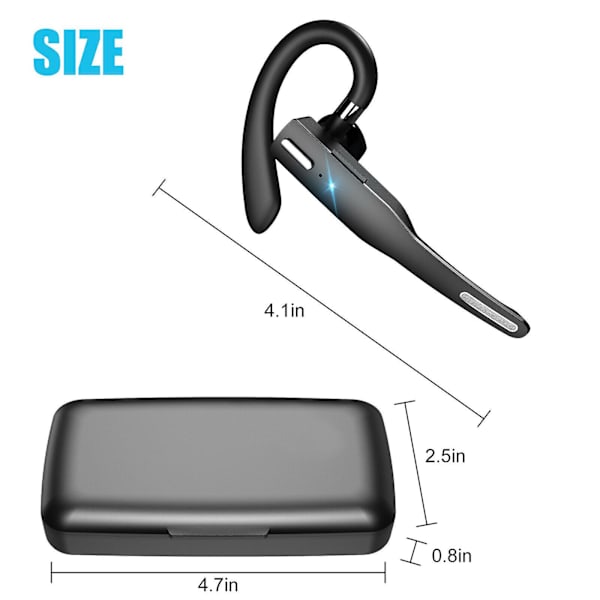 Trucker Trådløst Bluetooth 5.1 Headset Dobbelt Mikrofon Øretelefon Støjreducerende (Sort)