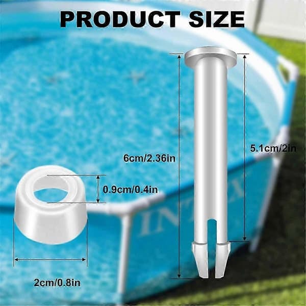 36 stk. plastik pool samlestifter og pool gummipakninger til 13-24 tommer 28270-28272 pools udskiftning P White
