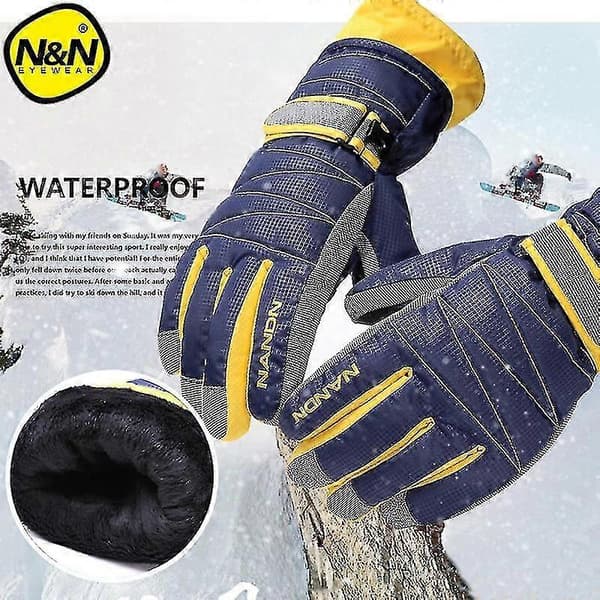 Vintervarme fjell Snowboard Skihansker Menn Kvinner Kalde Snø Skivotter Vanntett Snøscooter Dark Blue L