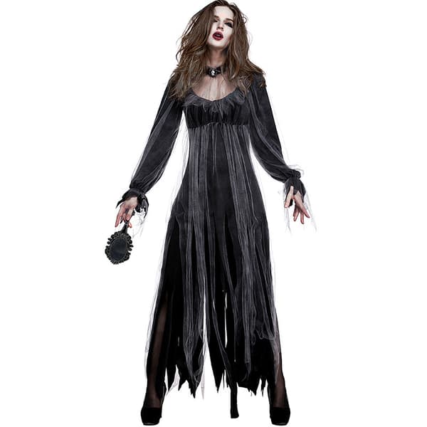 Vuxen likbrud-kostym för kvinnor Zombie Halloween-dräkter M