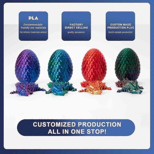 3D-printet artikulert drage med drageegg 3D-printet drage krystalldragon 1