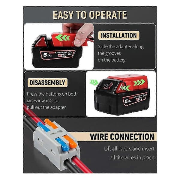 Strömadapter för batteri, Peg-Perego batteriadapter med kabelanslutning Red