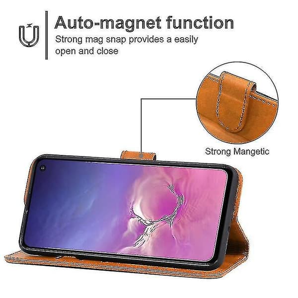 Yhteensopiva Samsung Galaxy S10e -nahkakotelon kanssa Brown