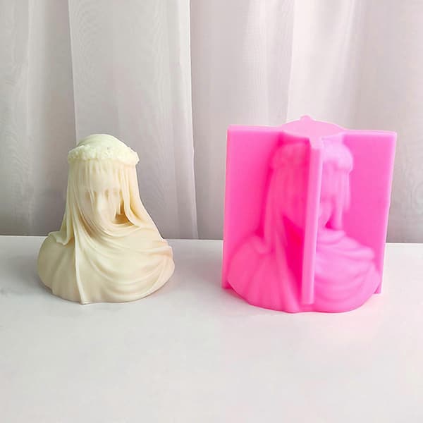 Sløret Dame Lys Epoxy Form Kvindelig Brud Antik Buste Statue Skulptur Kvinde Krop Harpiks Silikone Form DIY Statue Form stor