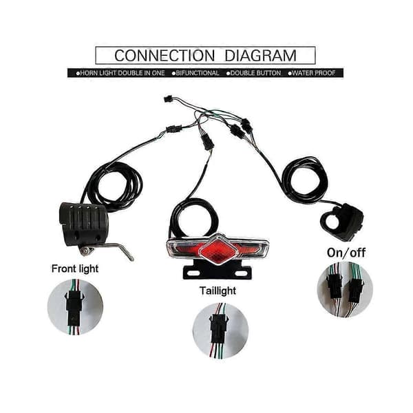 Ebike Frontlykt Baklykt Dk336 Sett Front/baklys Elektrisk Sykkel Led Lys Sett For 36v 48v 52v 60v As Shown