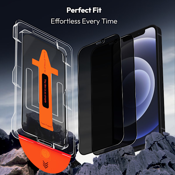 2-Pack iPhone 12 Privacy Screen Protector - Tempered Glass | [Automatic Installation] - Bubble-Free