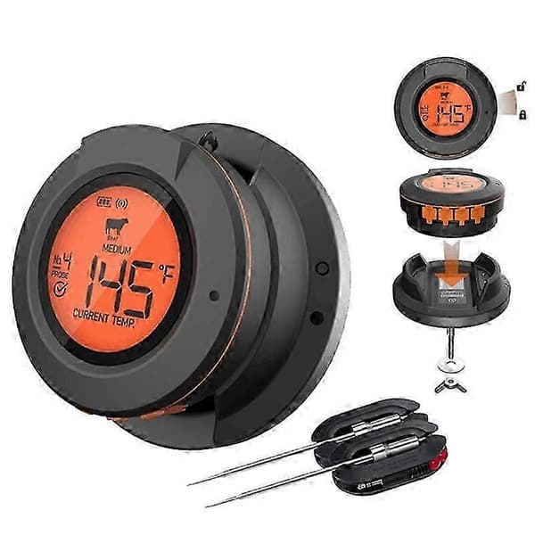 Trådløs Bluetooth Grill Elektronisk Smart Ovn Termometer Køkken Mad Grill Termometer black