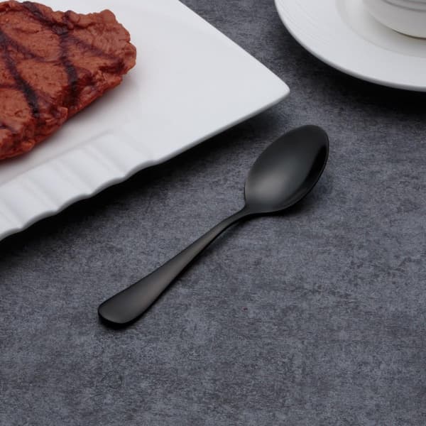 【13】Black Teaspoon, Mini Stainless Steel Cake Spoon, Ice Cream Spoon